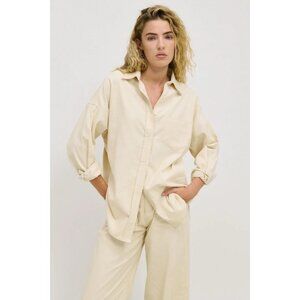 Little Lies Womens Vanilla Cream Corduroy Long-Sleeve Button-Up Shirt Sz M‎